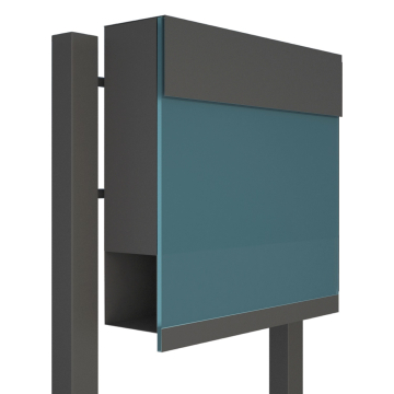 Manhattan Special Blue Freestanding Mailbox in Anthracite