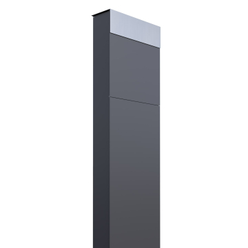 The Box Anthracite Freestanding Mailbox with Stainless Steel Door