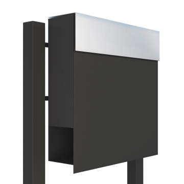 Manhattan Anthracite Freestanding Mailbox with Stainless Steel Flap