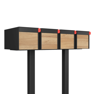 Big Americano for Four Mailbox in Black with Wood-Grain Front