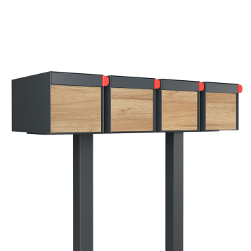 Big Americano for Four Mailbox in Anthracite with Woodgrain Front