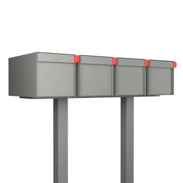 Big Americano Four-Family Mailbox in Metallic Gray