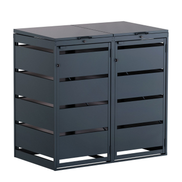 Kim Double Trash Can Enclosure 120L in Anthracite