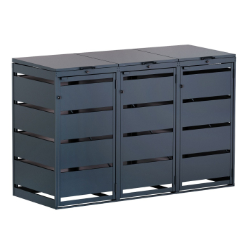 Kim Triple Trash Can Storage Unit 120L in Anthracite