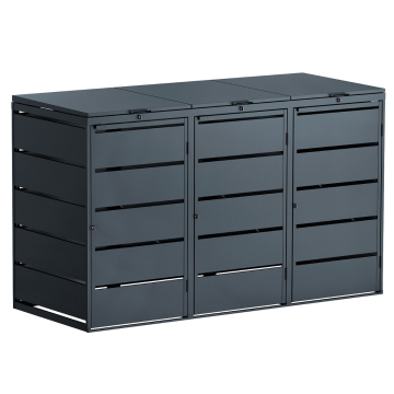 Edda Triple Trash Can Shed 240L in Anthracite