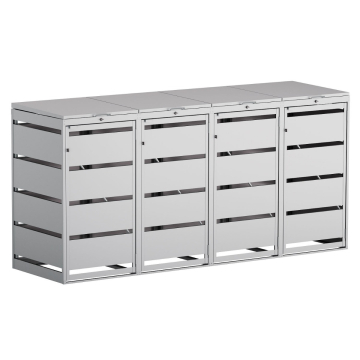 Kim 4-Bin Trash Can Enclosure for 120L Bins, Light Gray