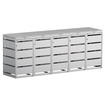 Kim 5 Trash Can Storage Shed for Five 120L Bins, Light Gray