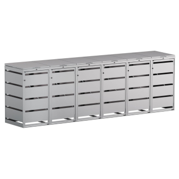 Kim 6-Bin Trash Can Storage Unit, 120L, Light Gray