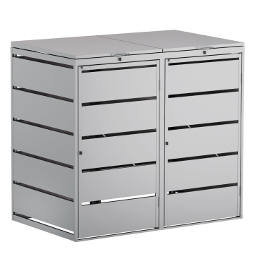 Edda Double Trash Can Storage Shed, 240L, Light Gray