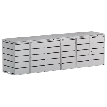 Edda 6-Bin Trash Can Storage, 240L Capacity, Light Gray