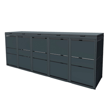 Oskar 5-Unit Trash Can Storage, 120 Liter Capacity, Anthracite