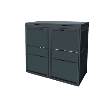 Lewis Double Trash Can Storage Unit for 2 x 63 Gallon Bins, Anthracite Gray