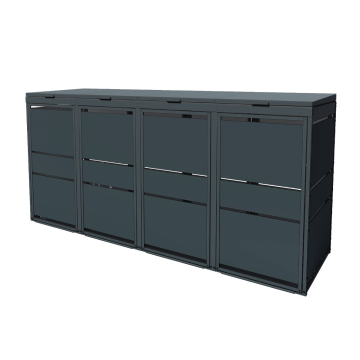 Lewis Four Bin Storage Unit for 240 Liter Trash Cans in Anthracite