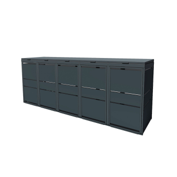 Lewis 5-Bin Trash Can Storage Unit, 240 Liter, Anthracite Gray