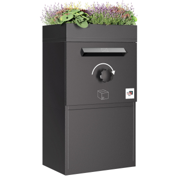 Bremen Parcel Box with Green Roof  - Size L in Black | Rear Removal - Freestanding