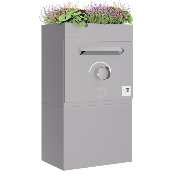 Bremen Parcel Box with Green Roof  - Size L in Agate Gray | Rear Removal - Freestanding
