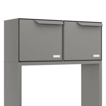 Rotterdam for Two Mailbox System with Parcel Compartment in Metallic Gray