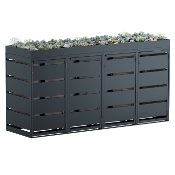 Egon Four-Bin Trash Can Storage, 120 Liter Capacity, Anthracite