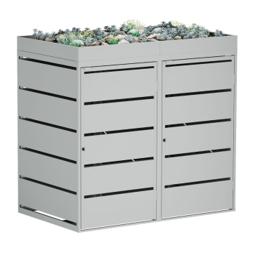 Edgar Double Trash Can Shed 240 Liter in Light Gray
