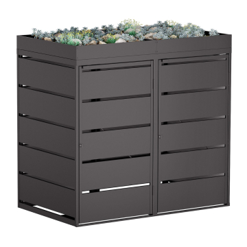 Edgar Double Trash Can Shed 240 Liter in Black