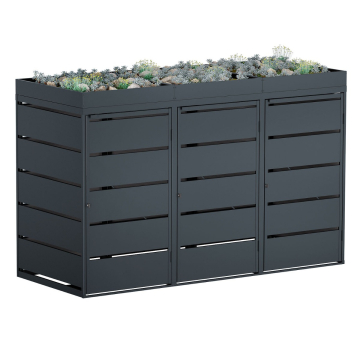 Edgar Triple Trash Can Shed 240 Liter in Anthracite