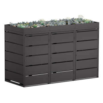 Edgar Triple Trash Can Storage, 240 Liter, Black