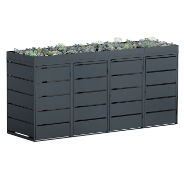 Edgar Four-Bin Trash Can Storage Unit, 240 Liter, Anthracite