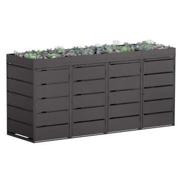 Edgar Four-Bin Trash Can Storage Unit, 240 Liter, Black