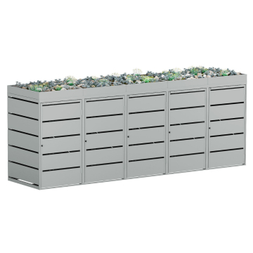Edgar 5-Bin Trash Can Storage, Light Gray, 240 Liter