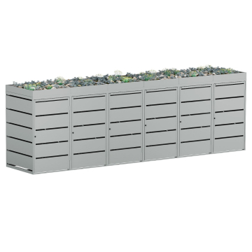 Edgar Six-Bin Trash Can Storage, Light Gray, 240 Liter