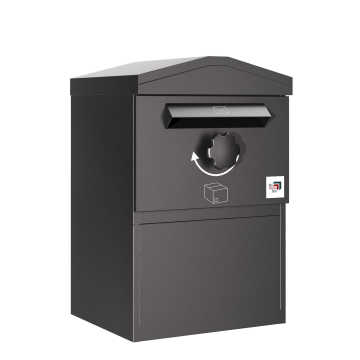 München Parcel Box with Pointed Roof  - Size M in Black | Rear Removal - Freestanding