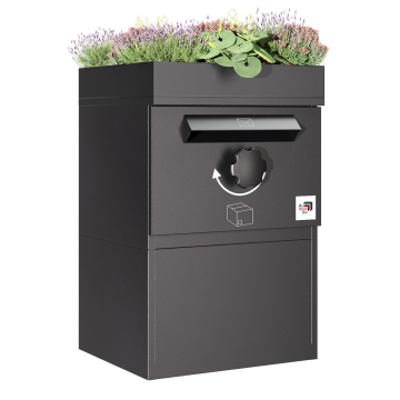 Bremen Parcel Box with Green Roof  - Size M in Black | Rear Removal - Freestanding