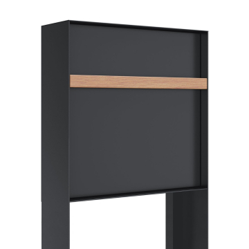 Oxford Anthracite Freestanding Mailbox with Wooden Handle