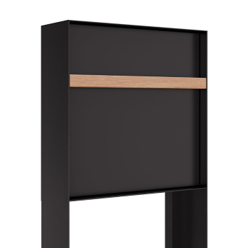 Oxford Freestanding Mailbox in Black with Wooden Handle