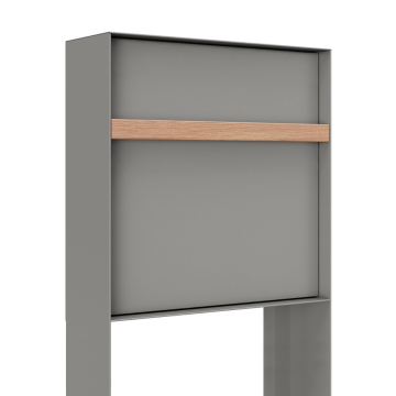 Oxford Freestanding Mailbox in Gray with Wooden Handle