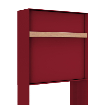 Oxford Freestanding Mailbox in Red with Wooden Handle