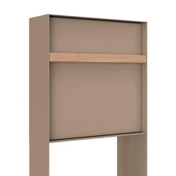 Oxford Beige Freestanding Mailbox with Wooden Handle