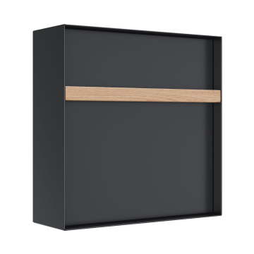 Oxford Anthracite Wall-Mounted Mailbox with Wooden Handle