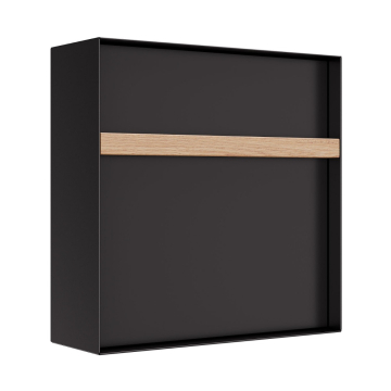 Oxford Wall Mount Mailbox in Black with Wooden Handle