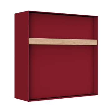 Oxford Wall Mount Mailbox in Red with Wooden Handle
