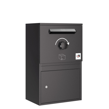 Kassel Package Box with Flat Roof -  Size L in Black | Wall Mounting