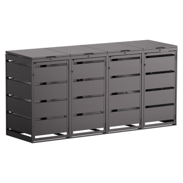 Kim 4-Bin Trash Can Storage, 120L, Black