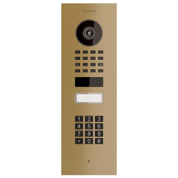 Flush-mounted Door Intercom Smart-IN Doorbird D1101KV with Keypad Module Brass Look