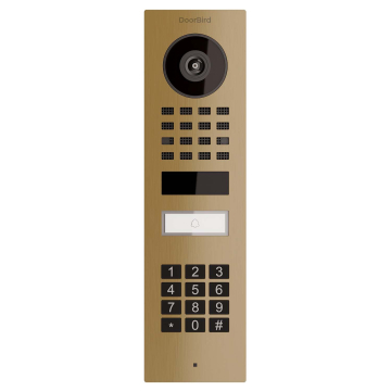 Surface-mounted Smart-ON Doorbird D1101KV Intercom System with Keypad Module, Brass Finish