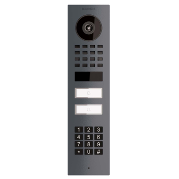 Surface-Mounted Smart-ON Intercom for Two Doorbird D1102KV with Keypad Module, Anthracite