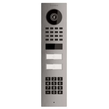 Surface-mounted Smart-ON Intercom for Two Doorbird D1102KV with Keypad Module Stainless Steel