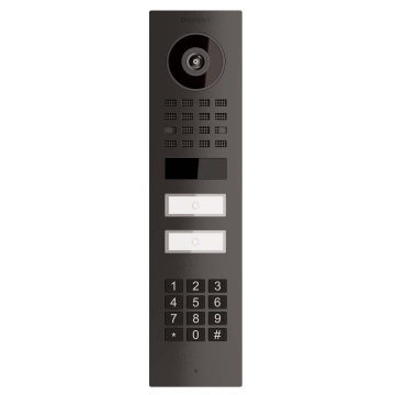 Surface-mounted Smart-ON intercom for Two Doorbird D1102KV with Keypad Module, Graphite Black