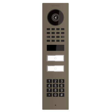 Surface-mounted Smart-ON Intercom for Two Doorbird D1102KV with Keypad Module Beige Gray