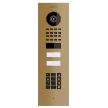 Flush-mounted intercom Smart-IN for Two Doorbird D1102KV with Keypad Module, Brass Finish
