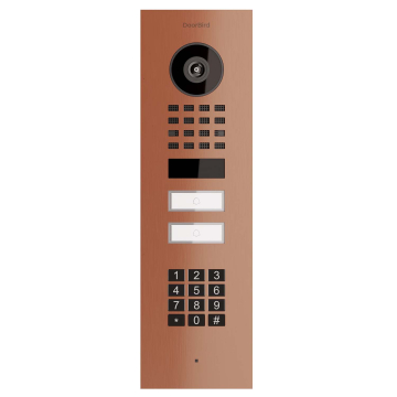 Flush-mounted Smart-IN Intercom for Two Doorbird D1102KV with Keypad Module, Bronze Finish